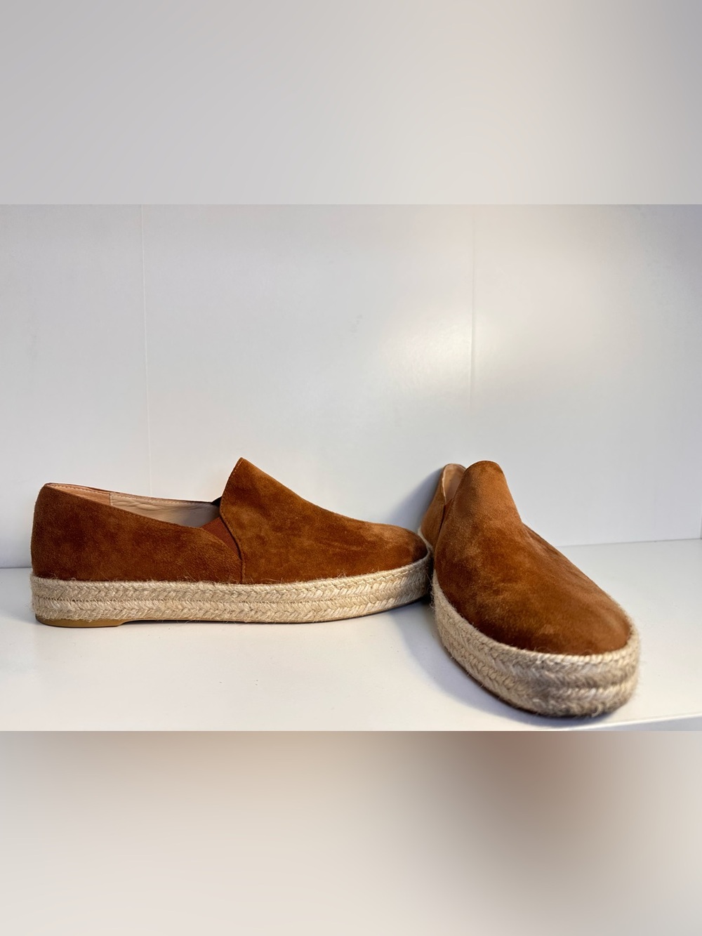 Stuart Weitzman Brown Suede Espadrille Slip-On Sneakers